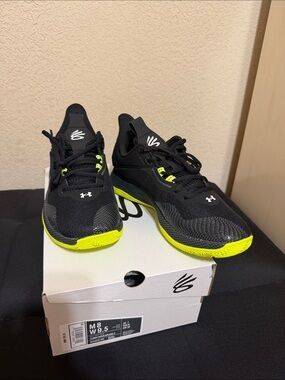 Under Armour Curry HOVR Splash 2 Black with Neon Yellow Accent Basketball Shoes